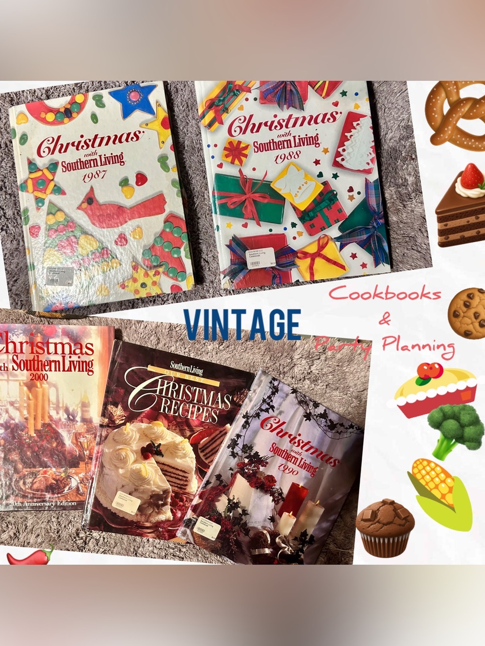 VINTAGE Southern Living Christmas Cookbook, Craft, Design, & Activity Lot of 5